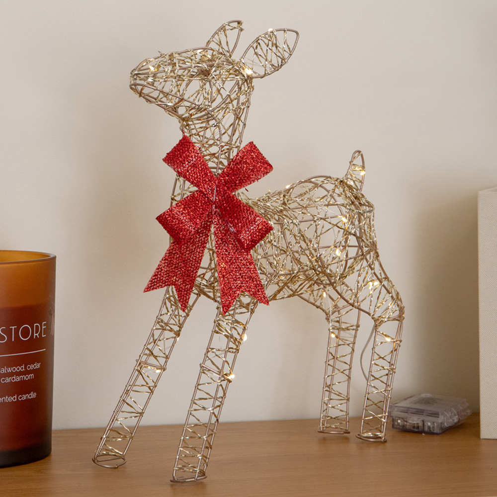 Samuel Alexander Gold Twist LED Light Up Baby Reindeer Christmas Decoration 38cm Image 1