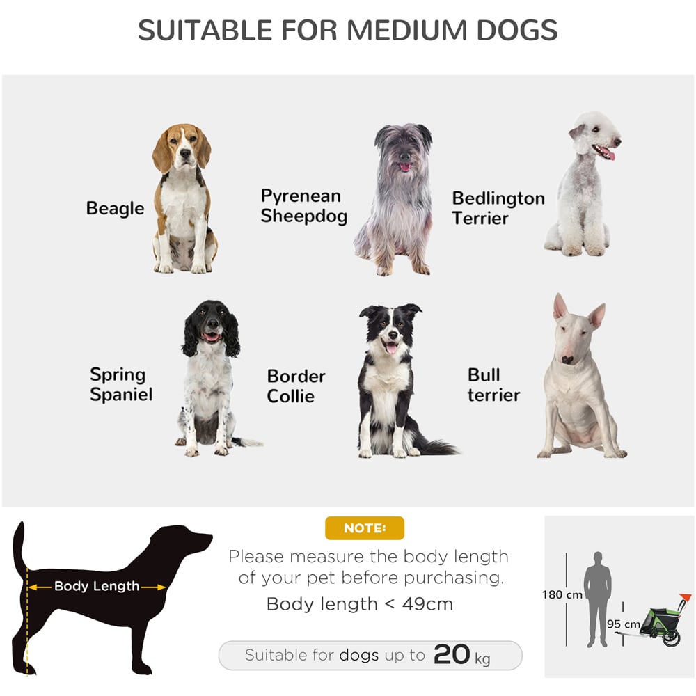PawHut 2 in 1 Medium Green Dog Trailer with Hitch Image 6