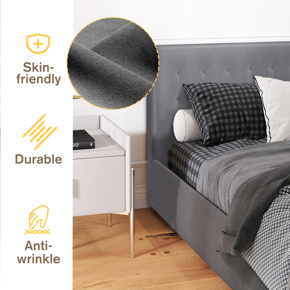 Brooklyn Double Grey Fabric Storage Ottoman Bed Image 5
