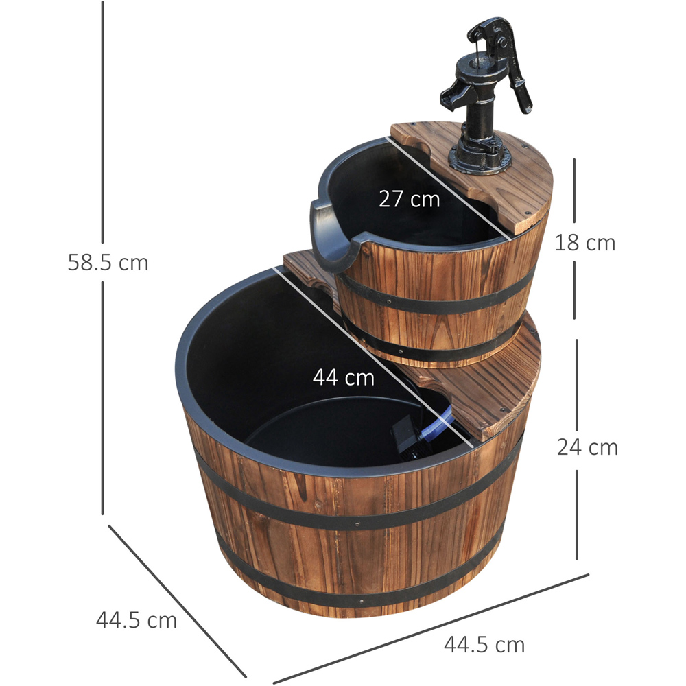 Outsunny 2 Tier Wooden Water Feature Garden Decoration Image 7