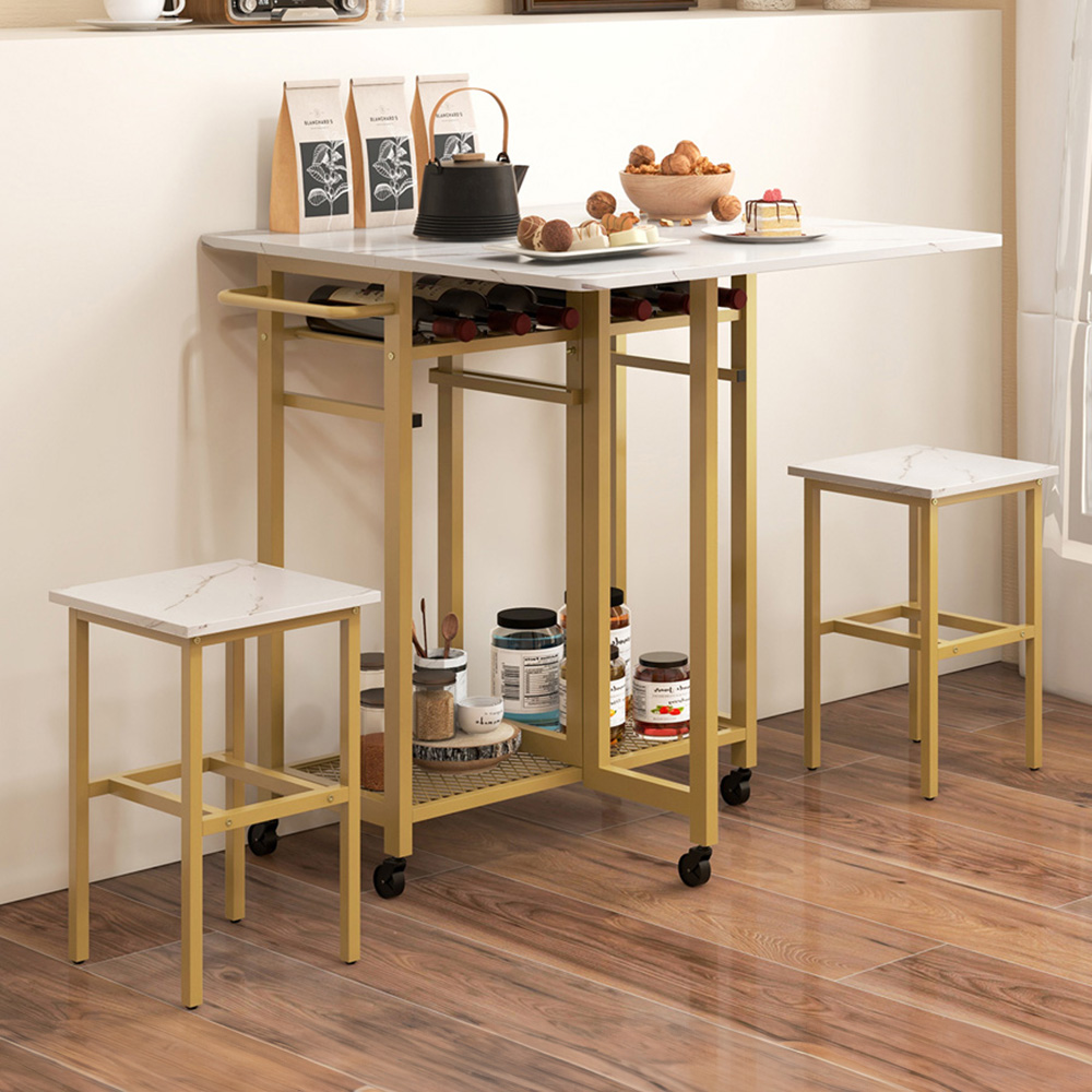 Costway 2 Seater Extending Dining Table Set White Image 1
