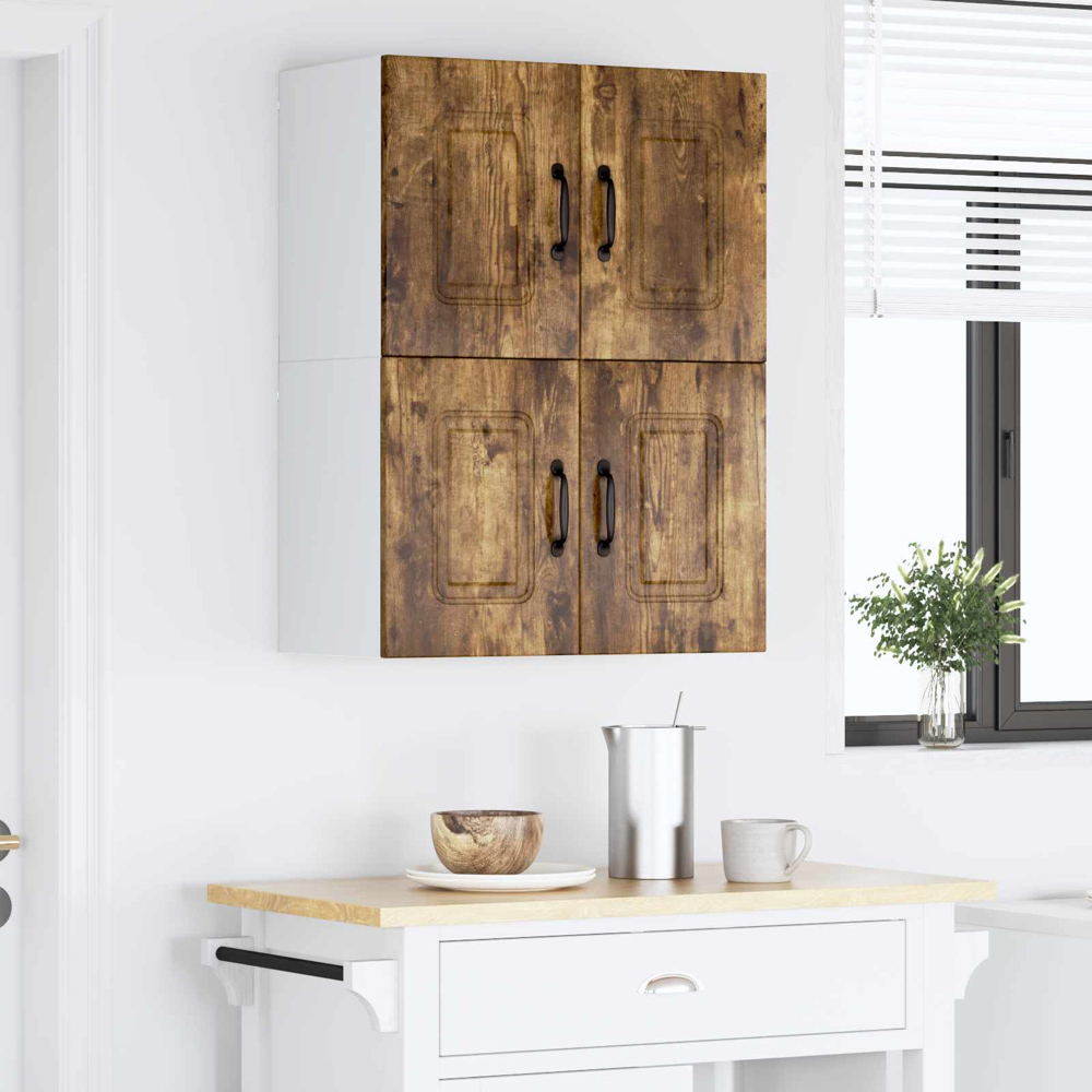 vidaXL Kalmar 2 Door Smoked Oak Wall Mounted Kitchen Cabinet Set of 2 Image 9