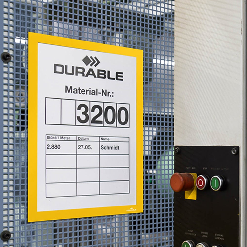 Durable DURAFRAME A4 Yellow Document Magnetic Signage Frame 5 Pack Image 2