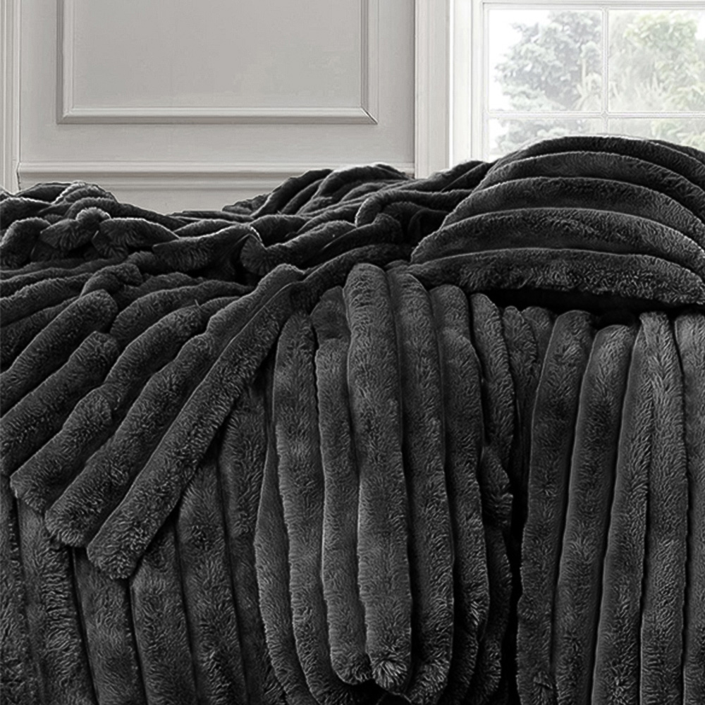Velosso King Size Black Jumbo Cord Duvet Set Image 2