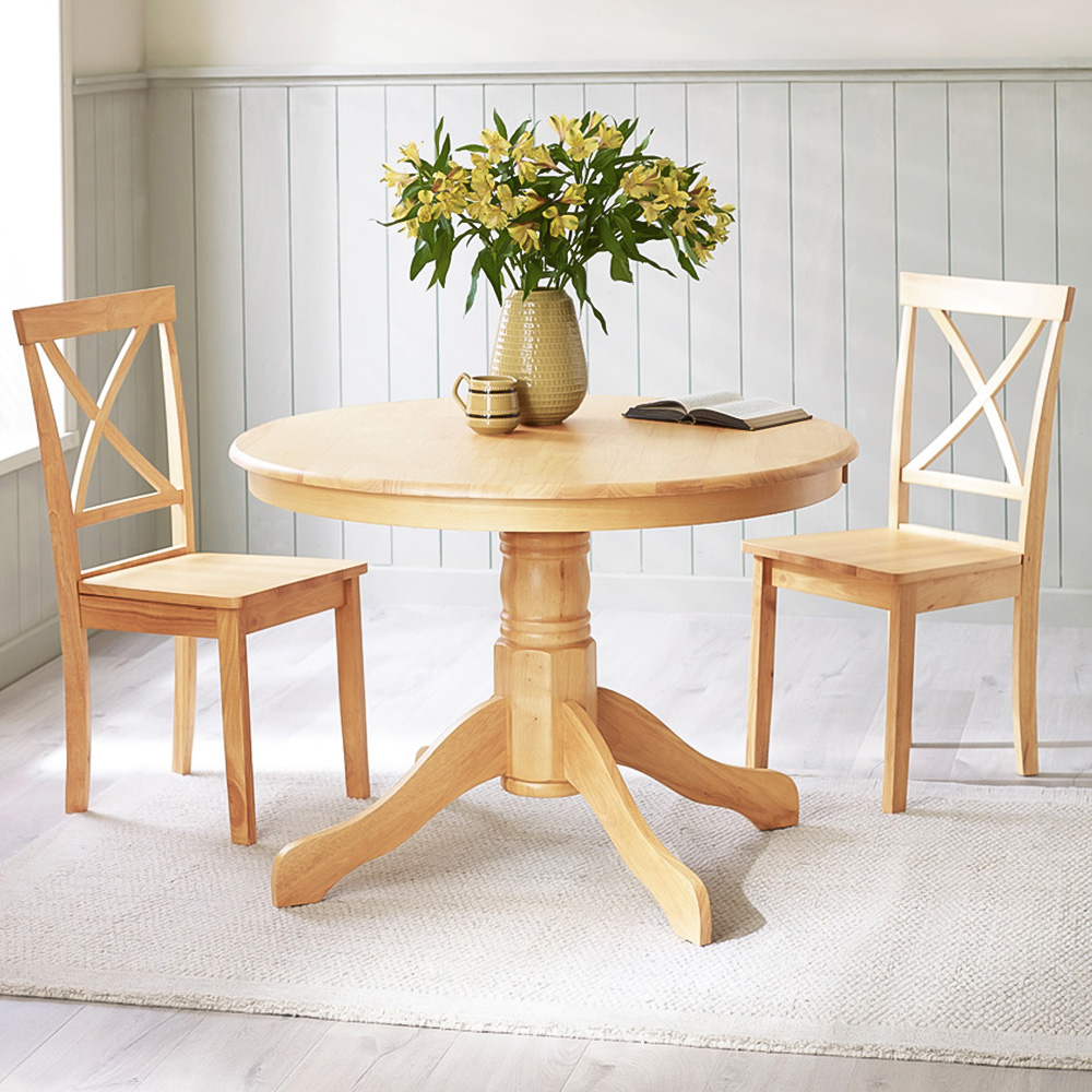 Furniturebox Bodmin Marros 2 Seater Round Wooden Dining Set Oak Effect Image 1