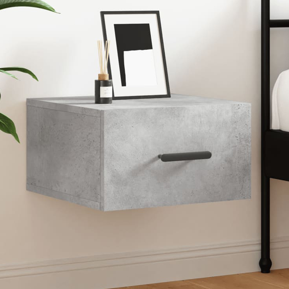 vidaXL Singe Drawer Concrete Grey Wall Mounted Bedside Table Image 1