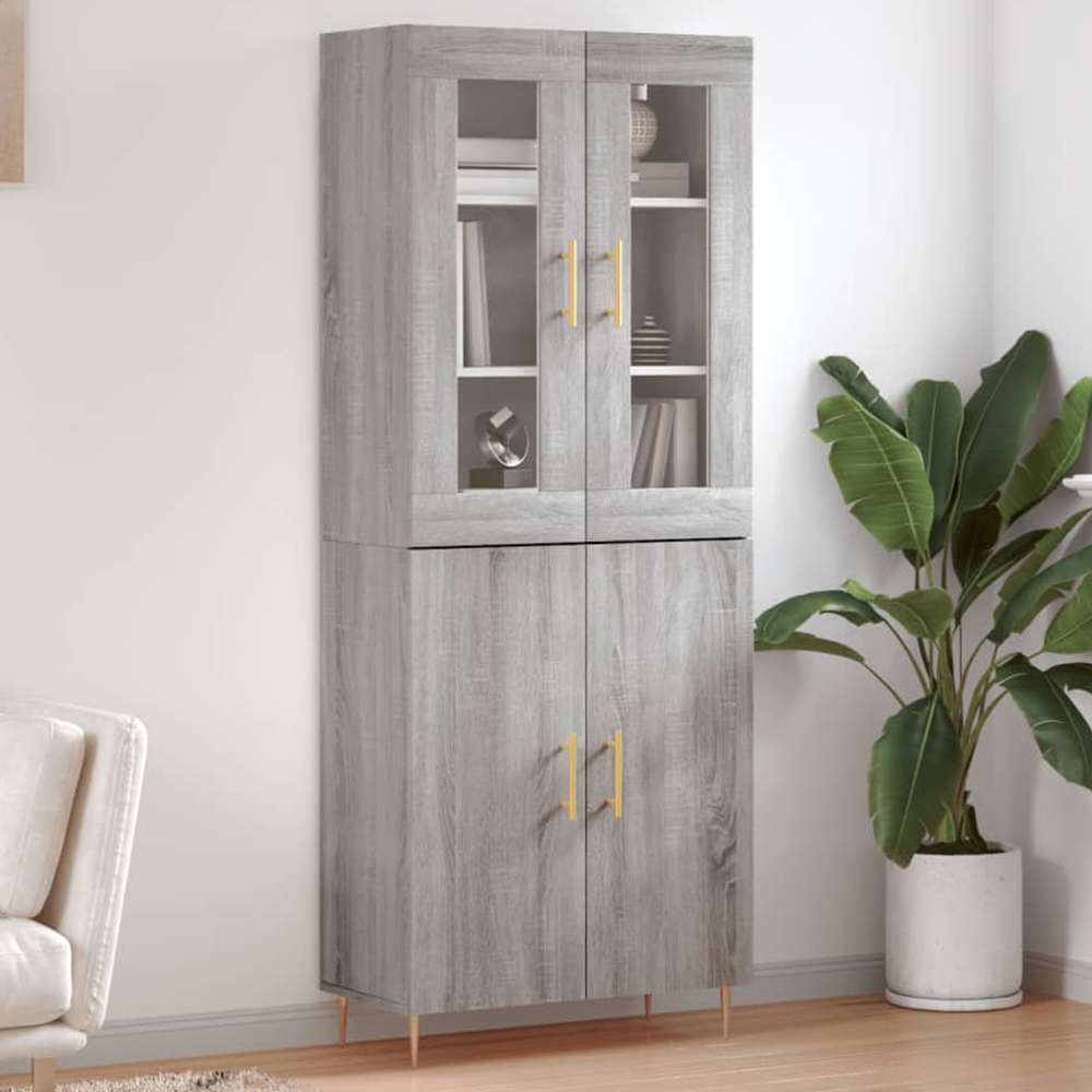 vidaXL 4 Door Grey Sonoma Highboard Image 1