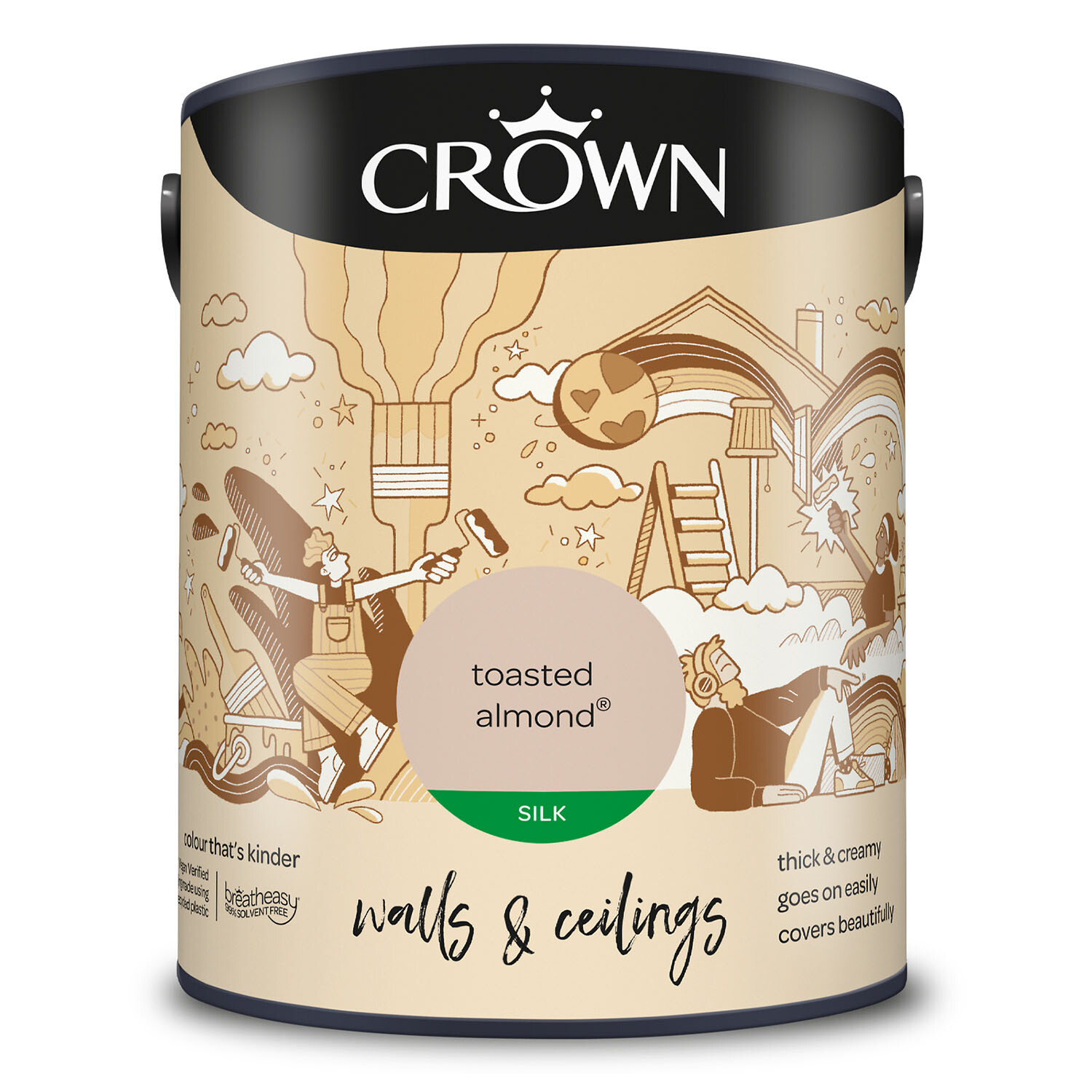 Crown Silk Emulsion Paint 5L - Toasted Almond Image 9