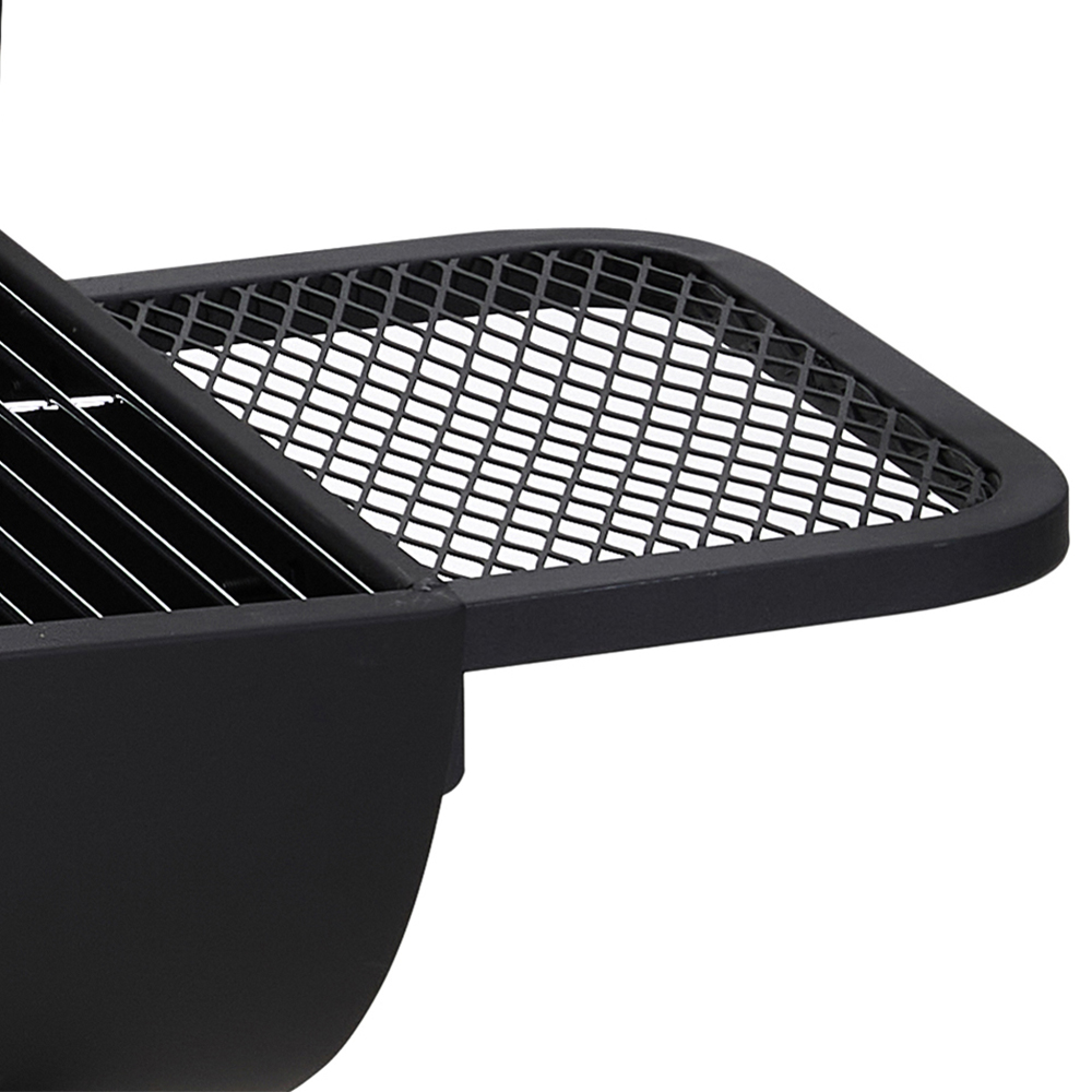 Living and Home Black Metal Outdoor Charcoal BBQ Grill with Thermometer Image 4