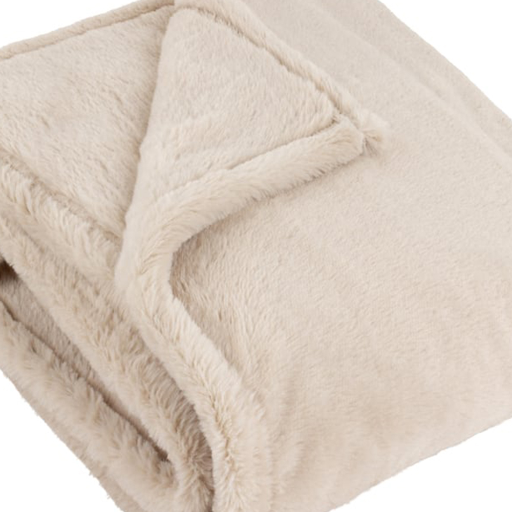 furn. Kallu Natural Double-Sided Faux-Fur Throw 130 x 180cm Image 3