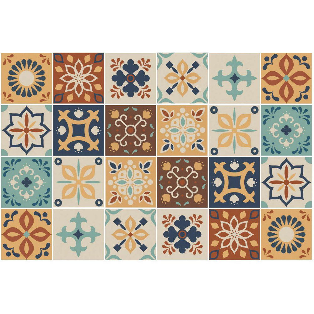 Walplus Jama Brown and Blue Moroccan Tile Sticker 24 Pack Image 2