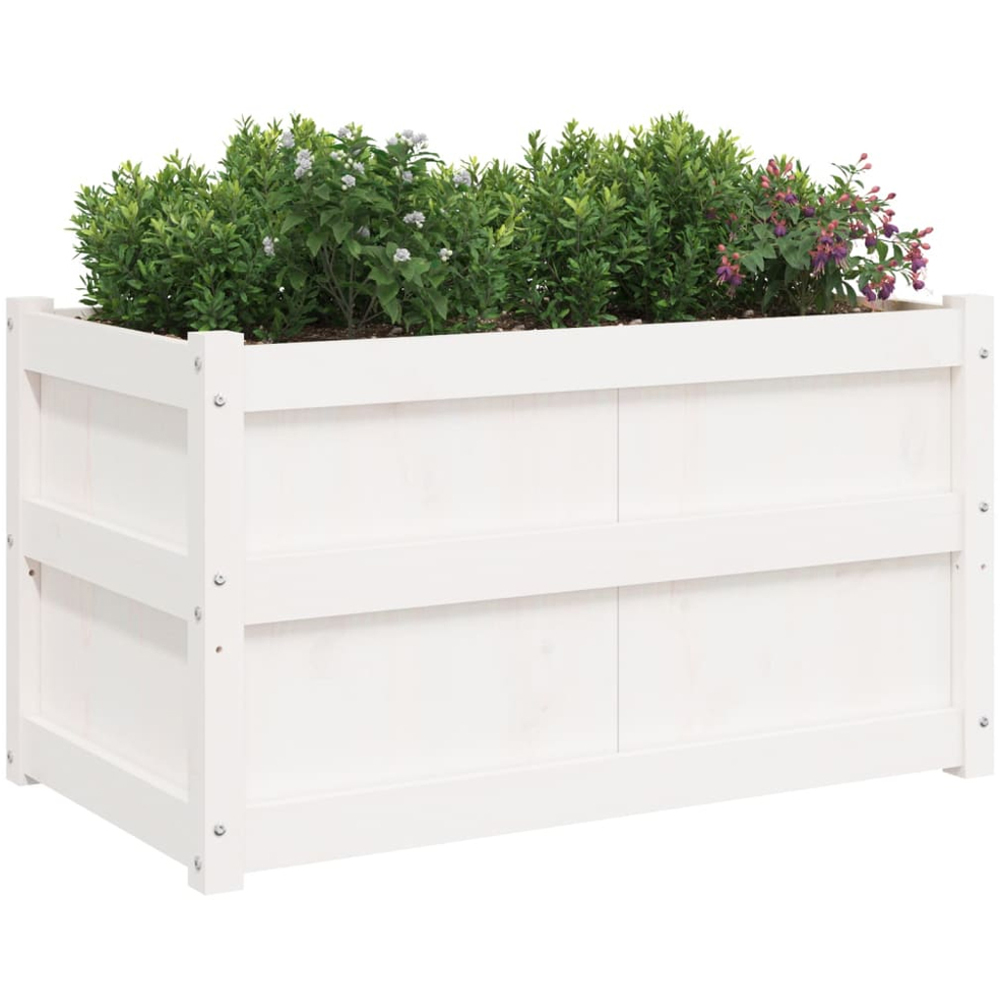 vidaXL White Solid Pine Garden Planter 90 x 50 x 50cm Image 3