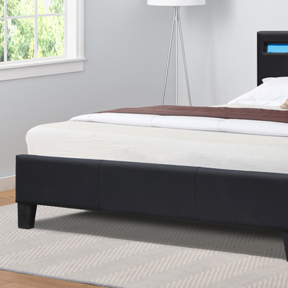Comfy Living Single Black Faux Leather Bed Frame with LED Strip Image 3