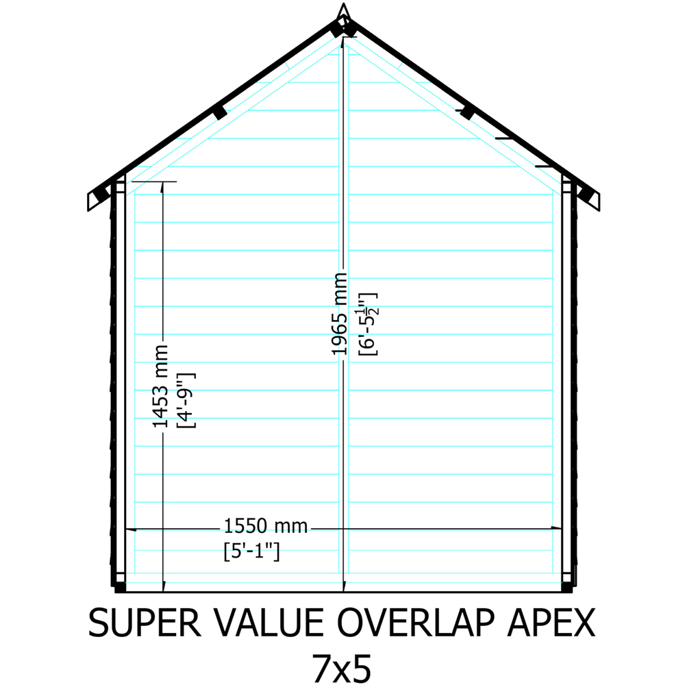 Shire Super Value 7 x 5ft Overlap Apex Garden Shed Image 8