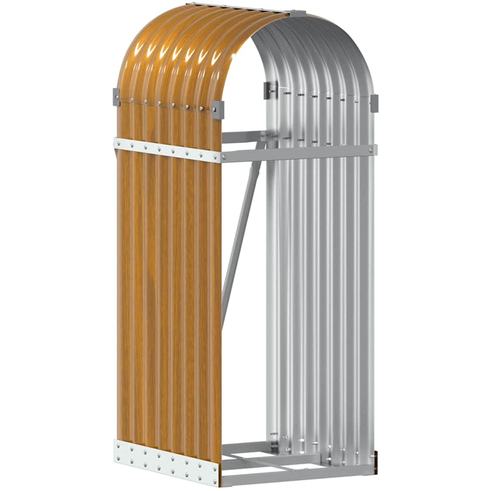 vidaXL Brown Galvanised Steel Firewood Log Holder 100 x 40 x 45cm Image 1