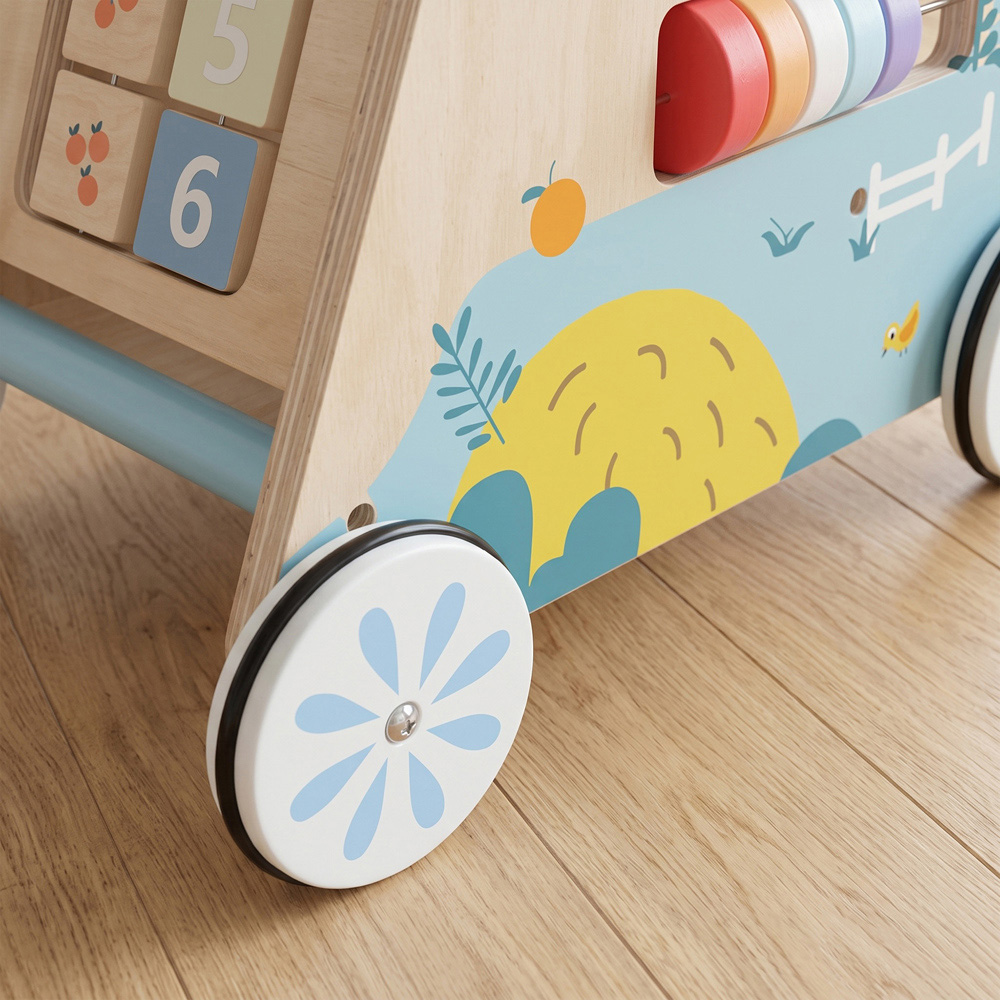 AIYAPLAY Wooden Baby Walker with Detachable Dual-Sided Activity Board Image 4