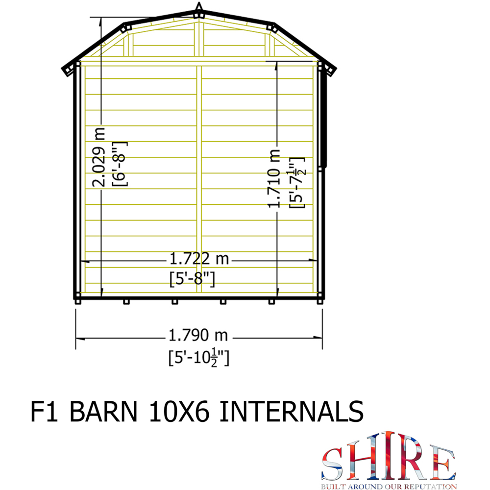 Shire Barn 10 x 6ft Double Door Shiplap Apex Garden Shed Image 8