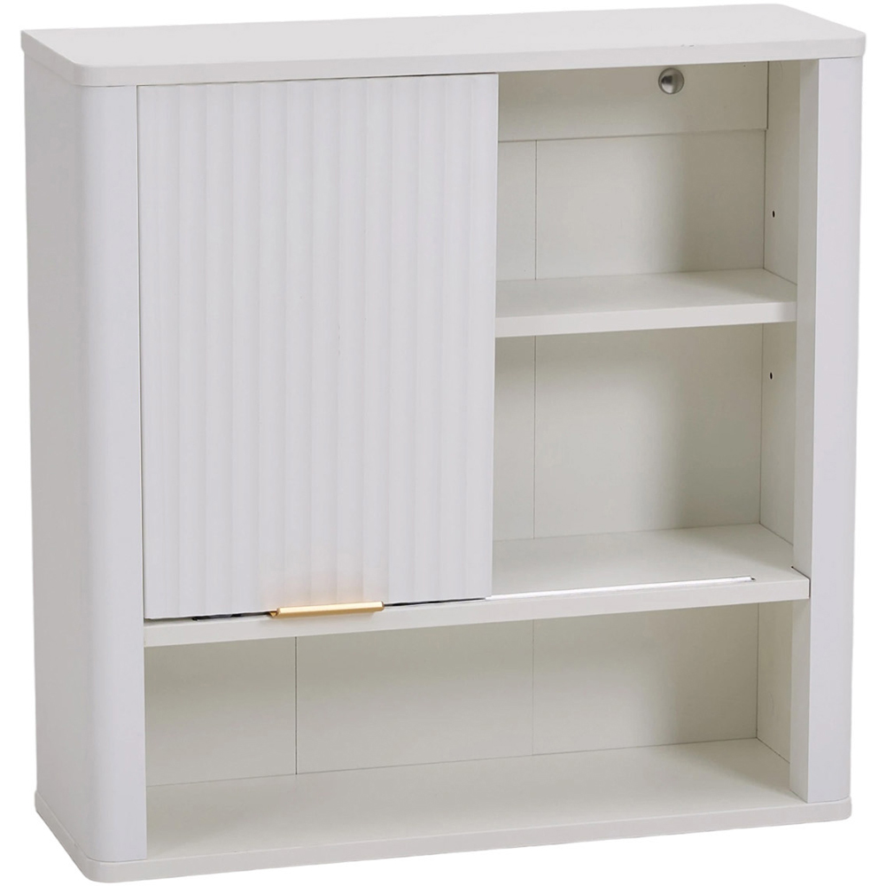 Living and Home Single Door 3 Shelf White Wooden Wall-Mounted Bathroom Cabinet Image 2