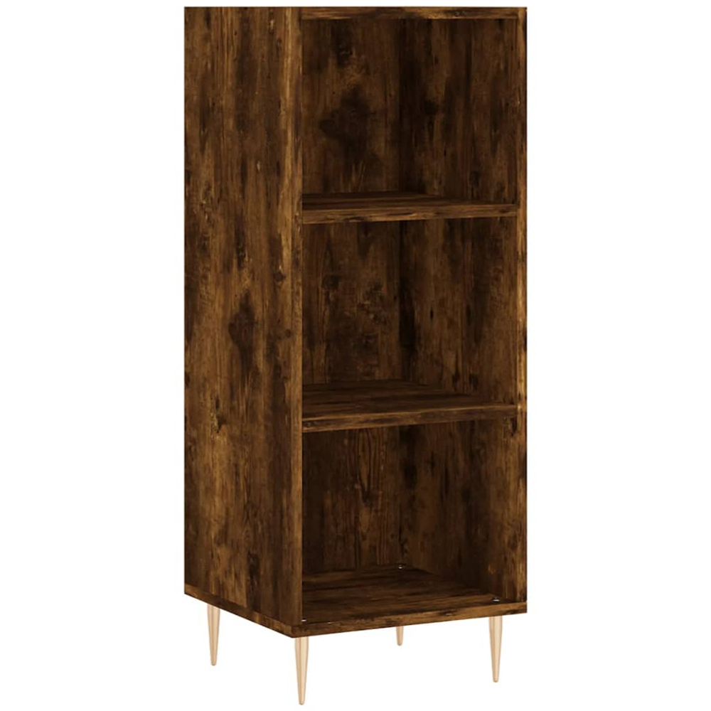 vidaXL Single Glass Door 3 Shelf Smoked Oak Highboard Image 7