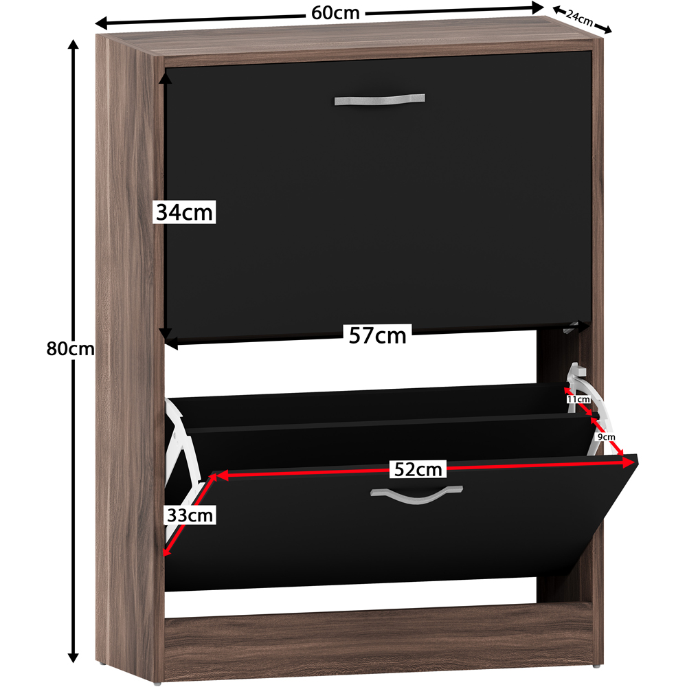 VIDA DESIGNS Walnut and Black 2 Drawer Shoe Cabinet Image 9