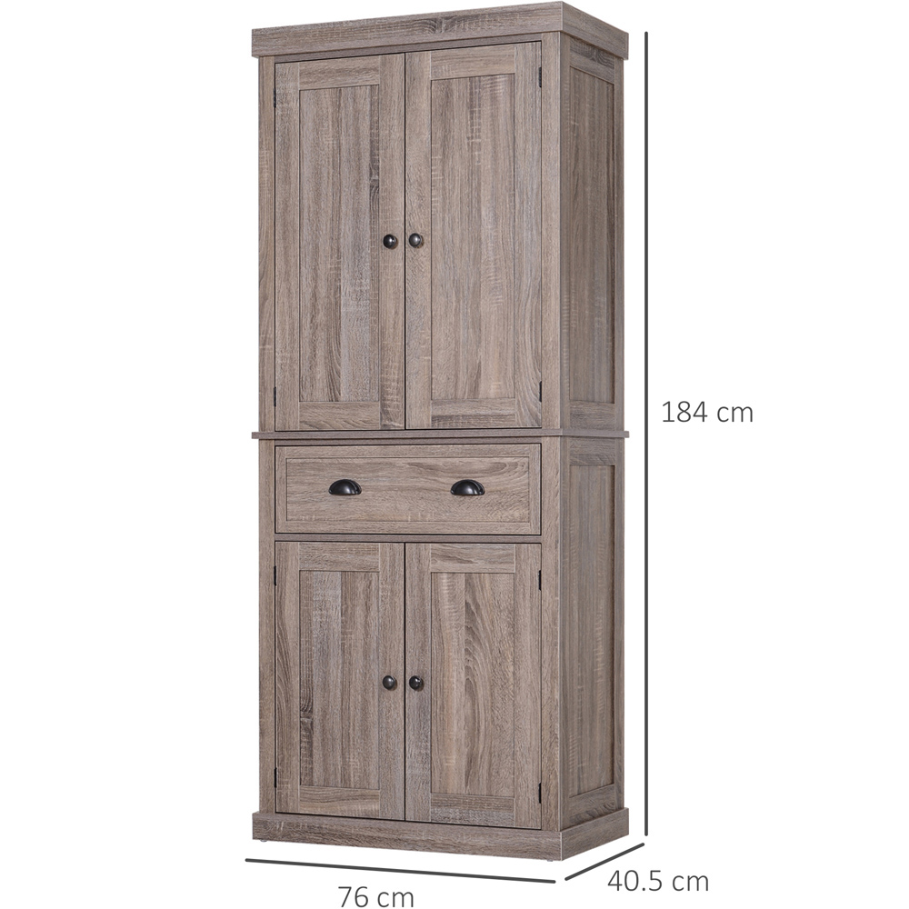 Portland 4 Door Single Drawer Dark Wood Grain Kitchen Cabinet Image 8