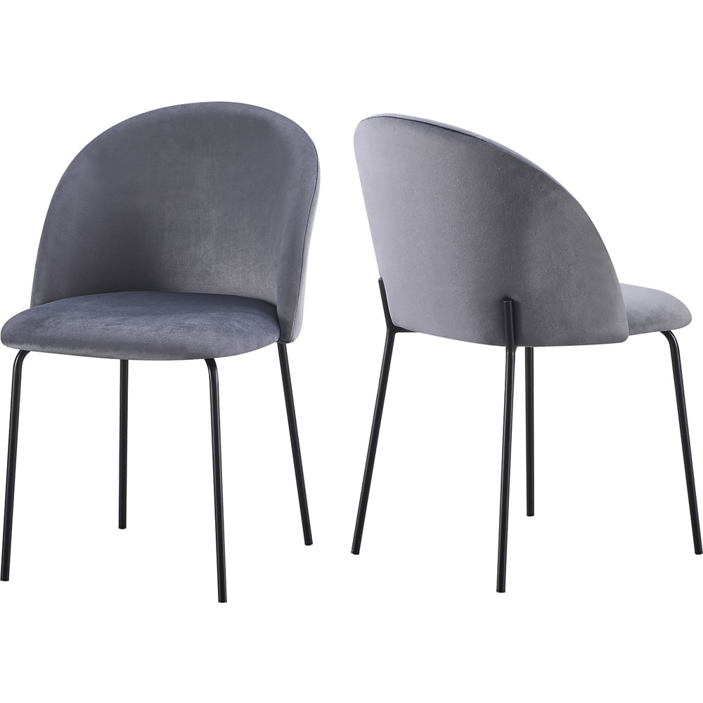 Seconique Boston Set of 4 Grey Velvet Dining Chair Image 2