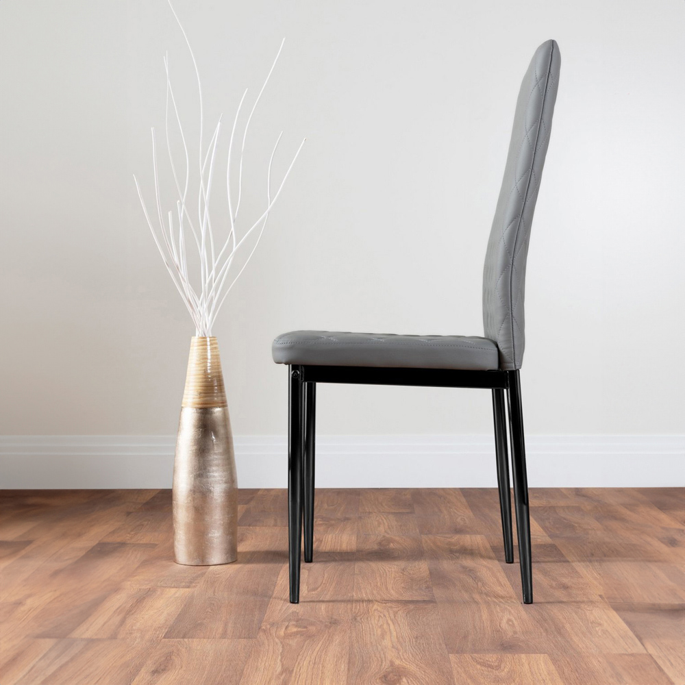 Furniturebox Molini Valera 6 Seater Dining Set Black Gloss and Grey Image 4