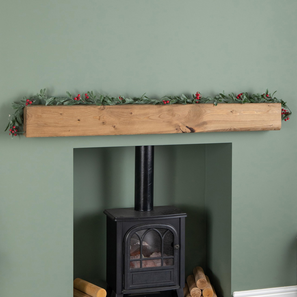 Samuel Alexander Festive Garland with Green Seasonal Leaves and Red Berries 190cm Image 2