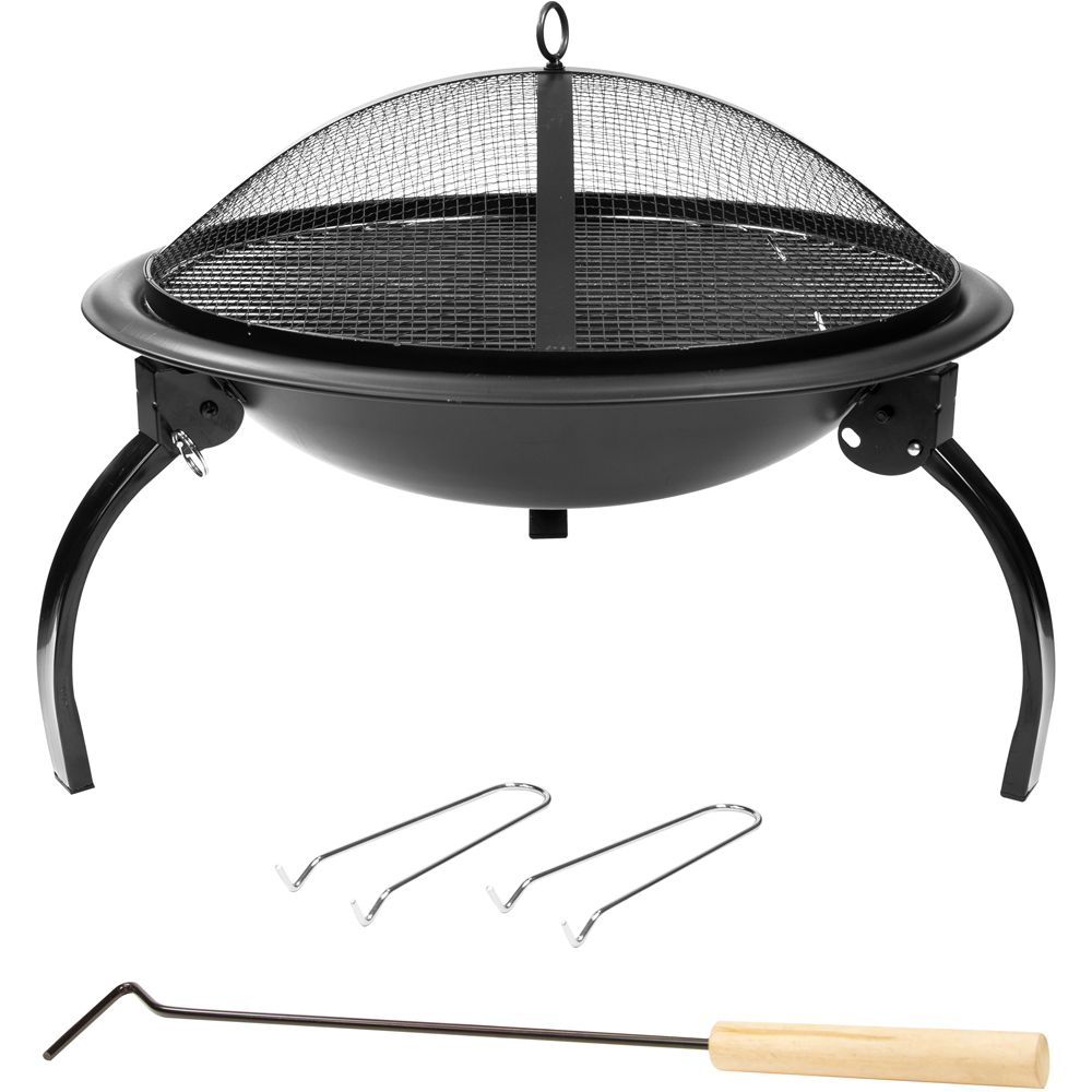 GardenKraft Black BBQ Grill and Firepit Image 1