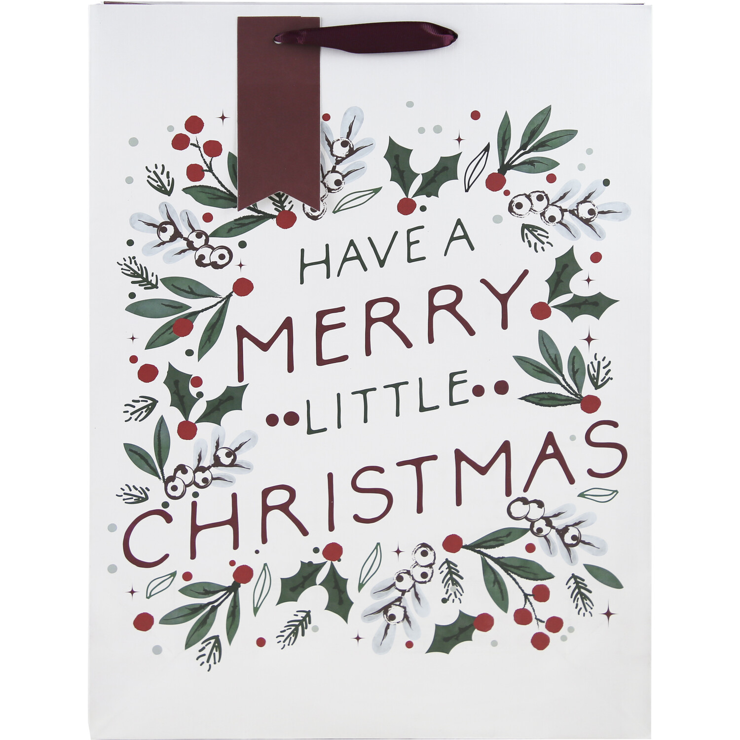 Merry Christmas Holly Gift Bag - White Image 2