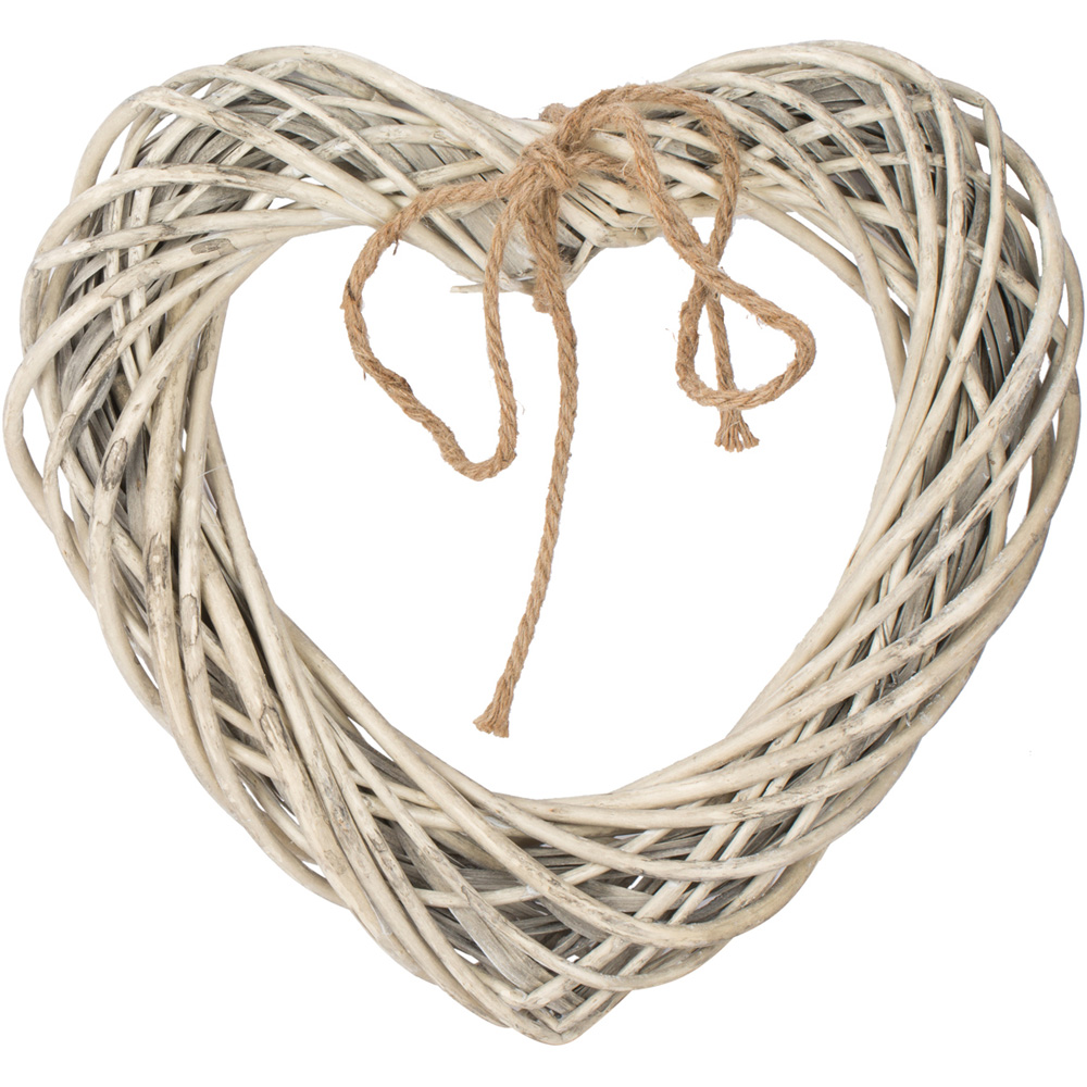 Grey Regular Wicker Heart Ornament Image