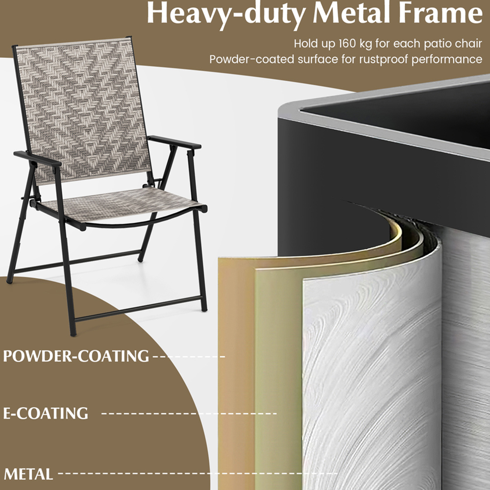 Costway Set of 2 Grey Folding Chairs with Armrests Image 5