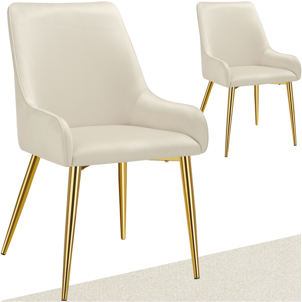 tectake Avane Set of 2 Beige Dining Chair Image 2