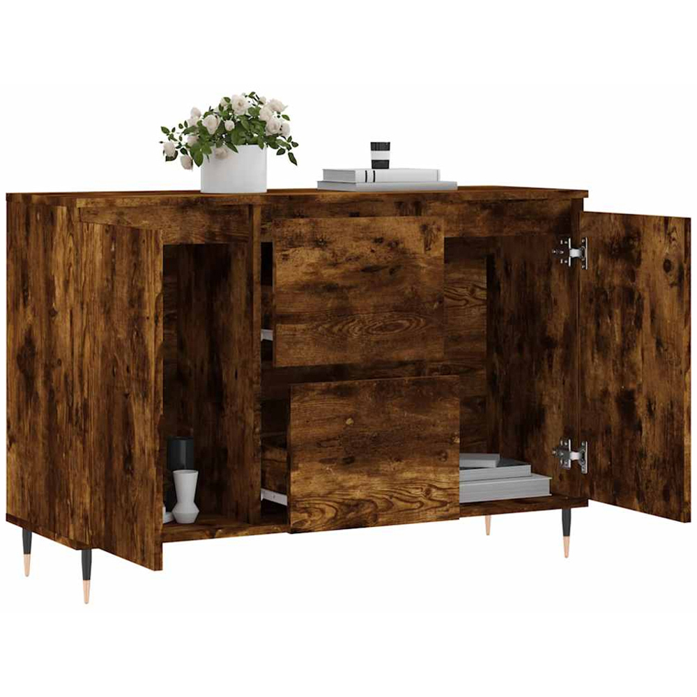 vidaXL 2 Door 2 Drawer Smoked Oak Wide Sideboard Image 4