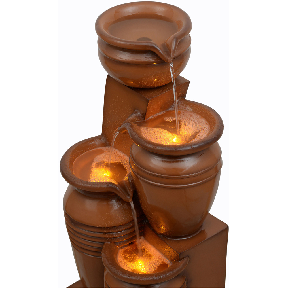 Teamson Home 4-TierLED Solar Powered Terracotta Cascading Urn Outdoor Waterfall Fountain Image 4