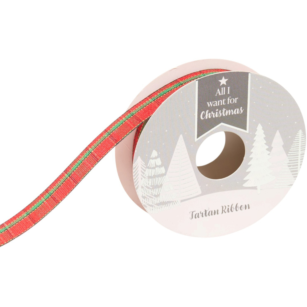 Deep Red and Tartan Ribbon Image 2