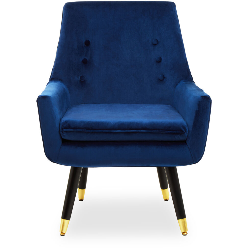 Premier Housewares Sara Black and Midnight Blue Velvet Armchair Image 2