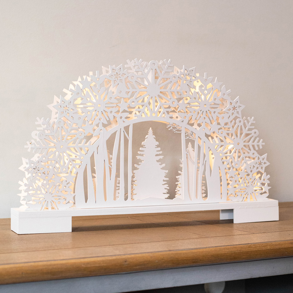 Samuel Alexander White Wooden Snowflake Arch and Trees LED Christmas Decoration 45cm Image 6