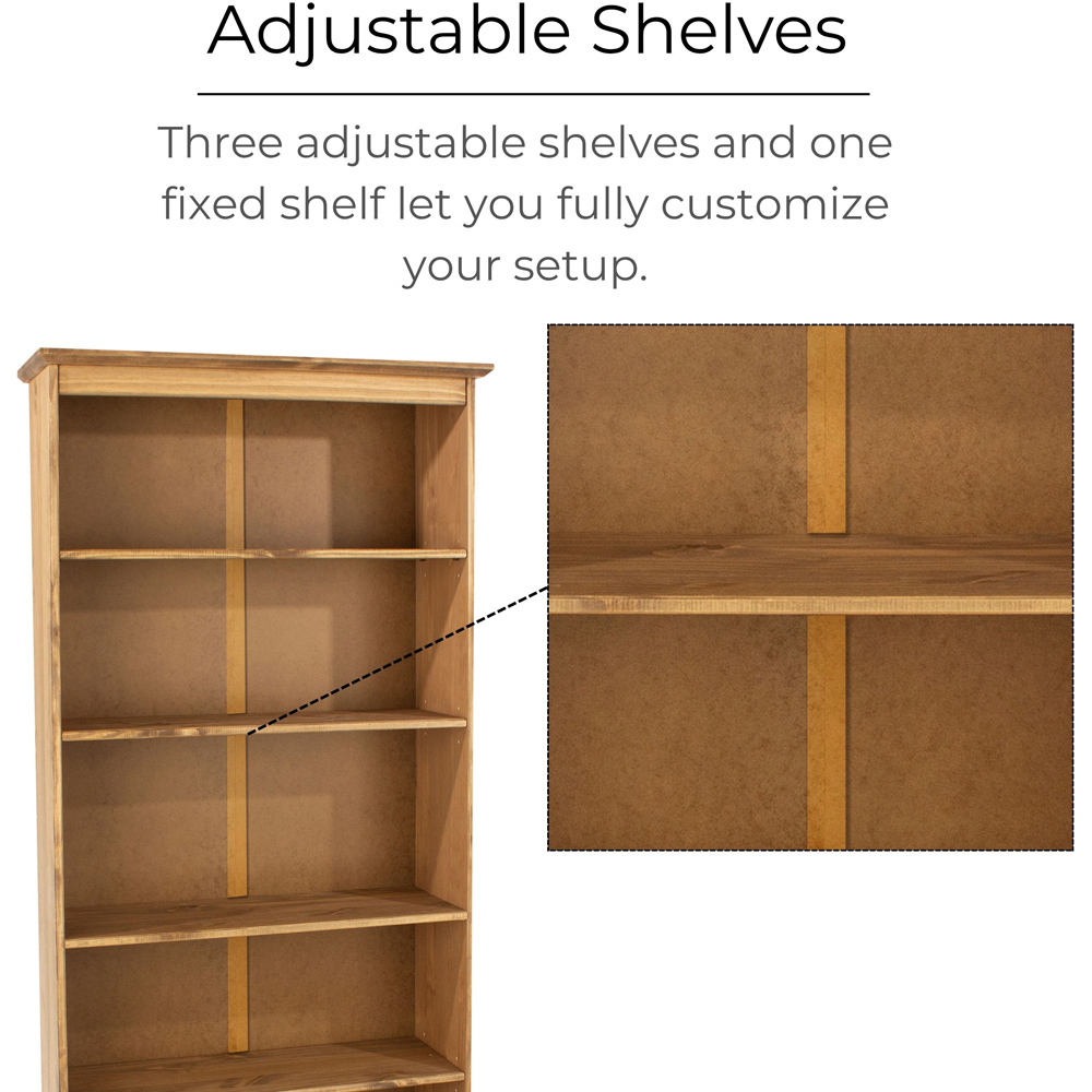 Core Products Corona 5 Shelf Pine Wood Tall Bookcase Image 7