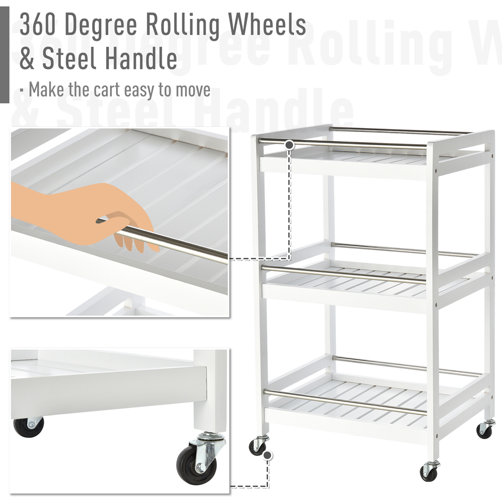 HOMCOM 3 Tier White Kitchen Cart Image 7