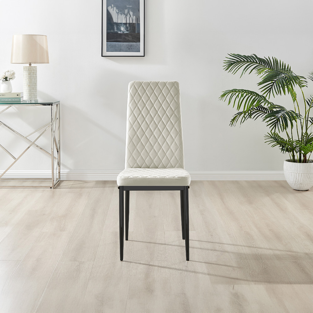 Furniturebox Arona Valera 4 Seater Round Dining Set Cream and Black Image 5