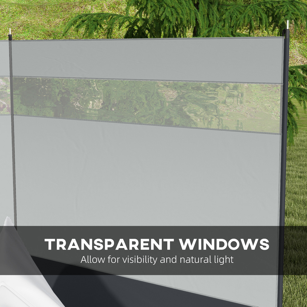 Outsunny Grey Camping Windbreak with Clear Windows and Carry Bag 4.4 x 1.4m Image 7