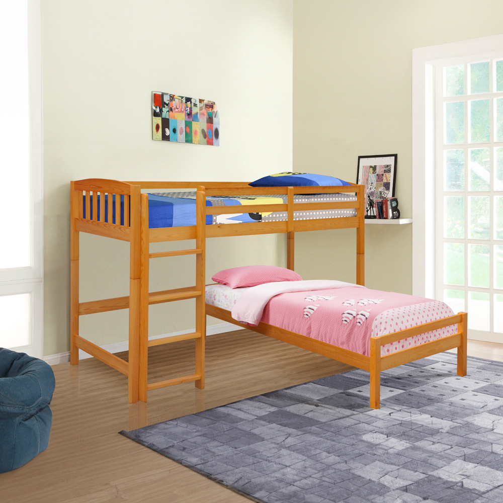 Comfy Living Caramel Detachable Wooden Bunk Bed Image 2
