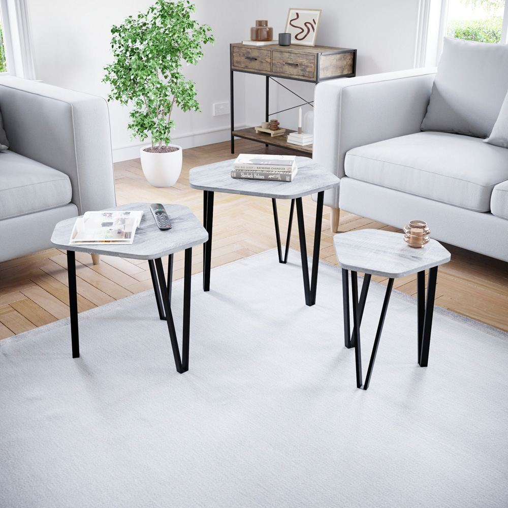 Vida Designs Brooklyn Grey Nest of Tables Set of 3 Image 5