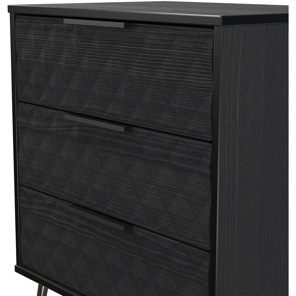 Crowndale Harlequin 3 Drawer Black Ash Midi Chest of Drawers Ready Assembled Image 5