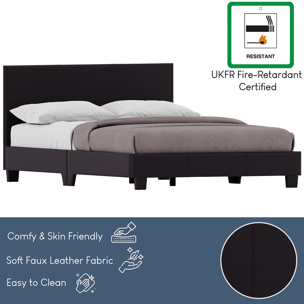 VIDA DESIGNS Lisbon Small Double Brown Faux Leather Bed Frame Image 7