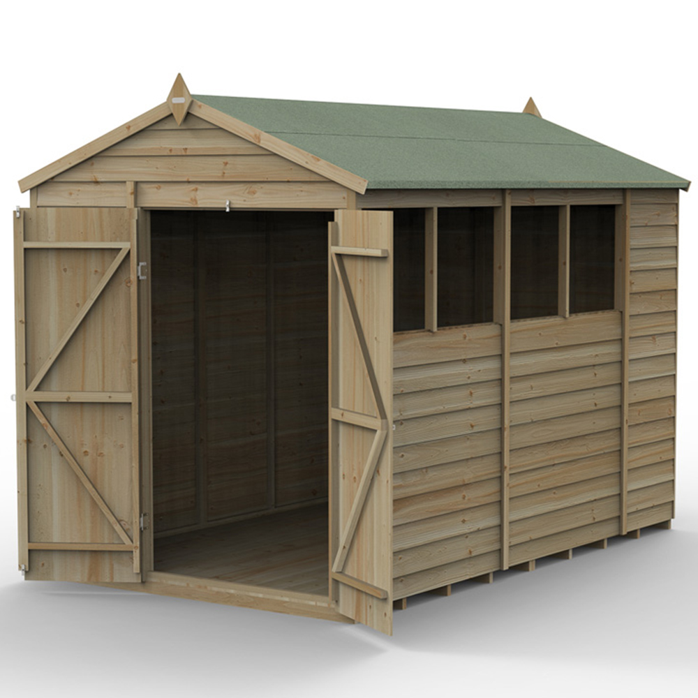 Forest Garden 4LIFE 6 x 10ft Double Door 4 Windows Apex Shed Image 3