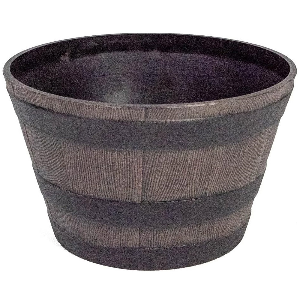 Garden Gear Small Wooden Barrel Effect Planter Image 1
