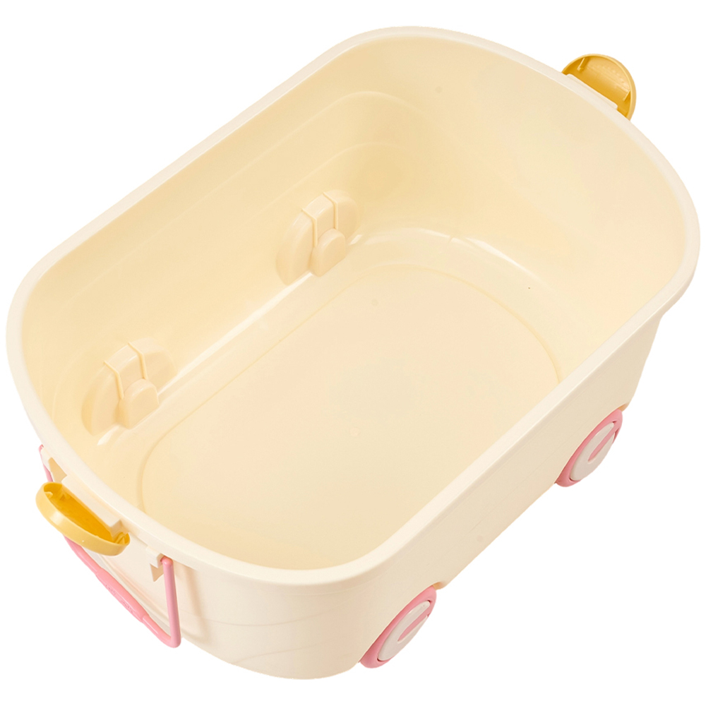 H&O Direct Pink Plastic Toy Storage Box with Lid and Wheels Image 2