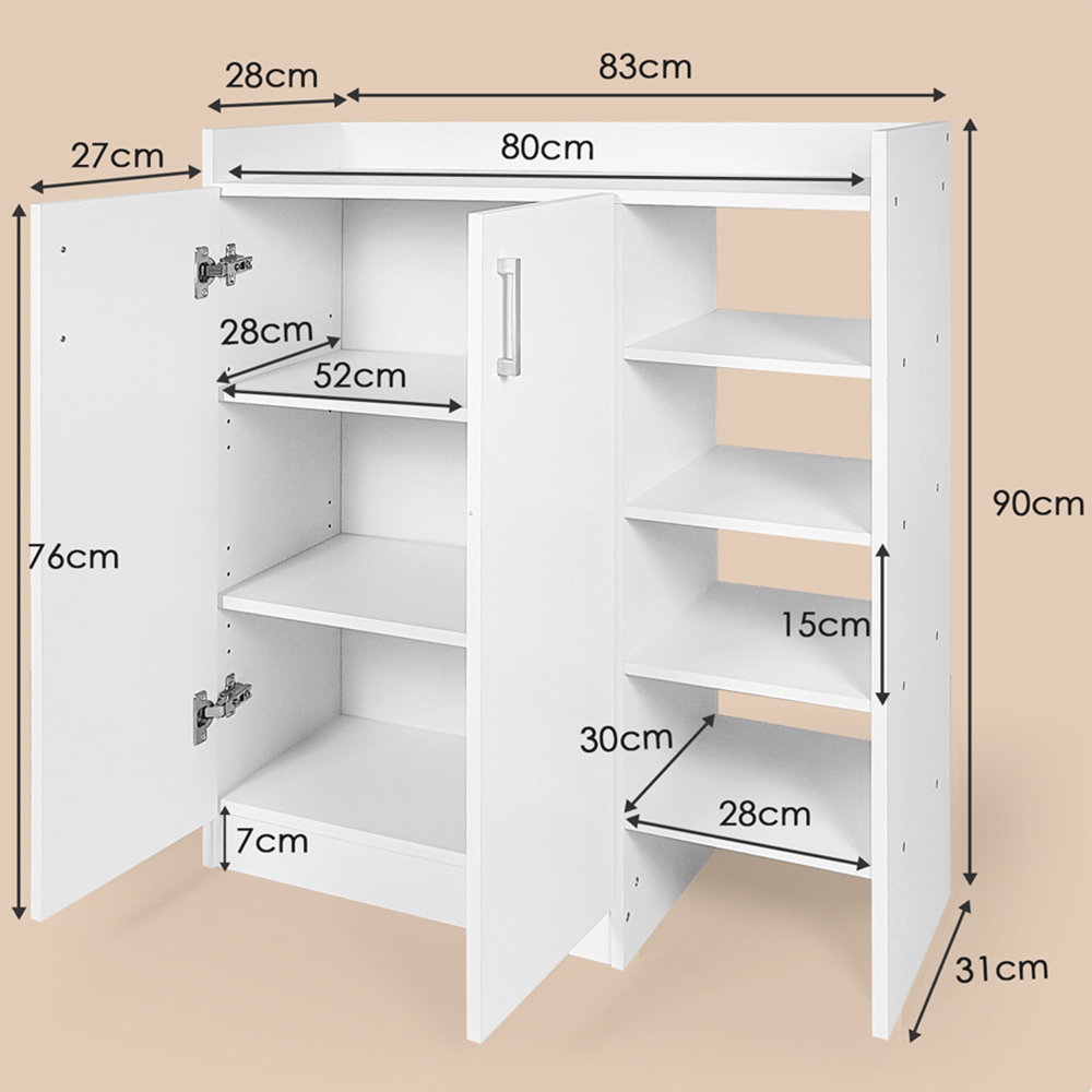 Costway 5 Shelf 2 Door White Freestanding Shoe Rack Image 8